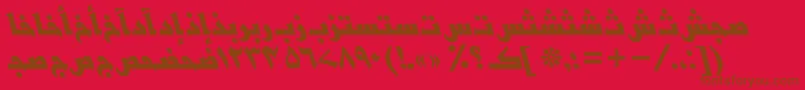 BasraurduttBolditalic-Schriftart – Braune Schriften auf rotem Hintergrund