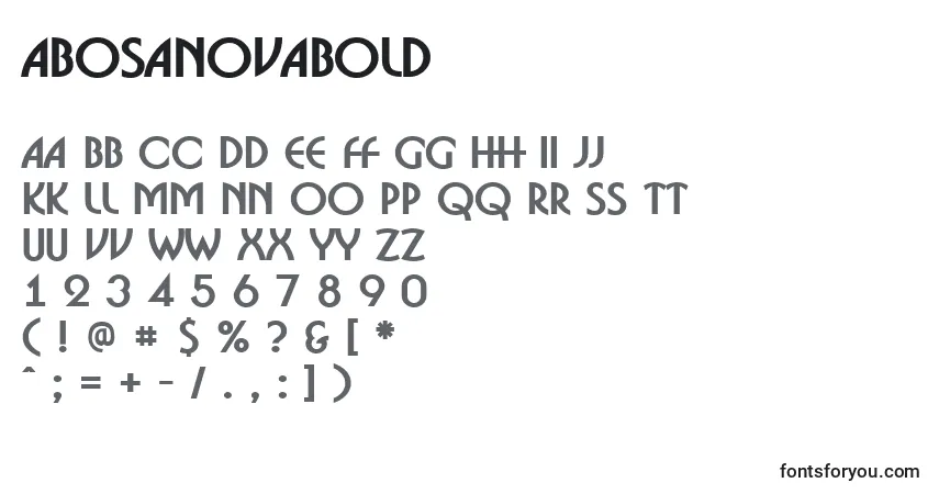 Schriftart ABosanovaBold – Alphabet, Zahlen, spezielle Symbole