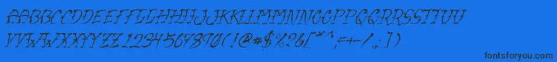 Шрифт VtcSumislasheroneitalic – чёрные шрифты на синем фоне