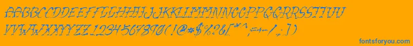 VtcSumislasheroneitalic-Schriftart – Blaue Schriften auf orangefarbenem Hintergrund