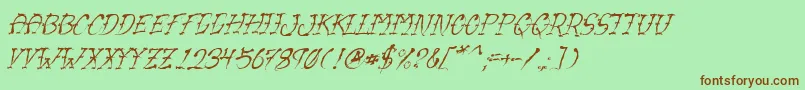 Fonte VtcSumislasheroneitalic – fontes marrons em um fundo verde