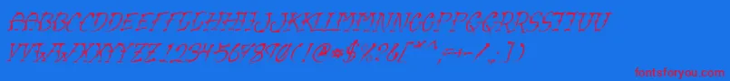 VtcSumislasheroneitalic Font – Red Fonts on Blue Background