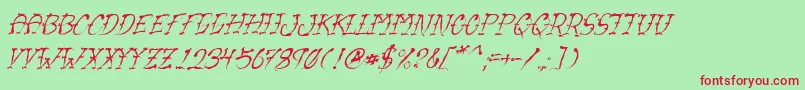 VtcSumislasheroneitalic-Schriftart – Rote Schriften auf grünem Hintergrund