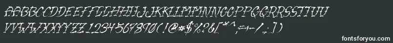 Шрифт VtcSumislasheroneitalic – белые шрифты на чёрном фоне