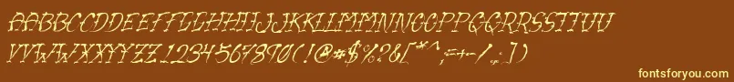 VtcSumislasheroneitalic-Schriftart – Gelbe Schriften auf braunem Hintergrund