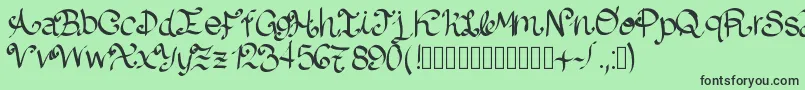 フォントLazydog – 緑の背景に黒い文字