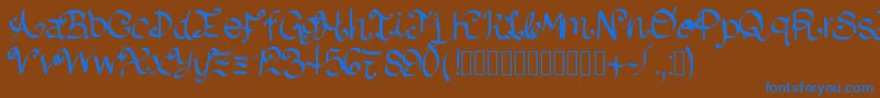 フォントLazydog – 茶色の背景に青い文字