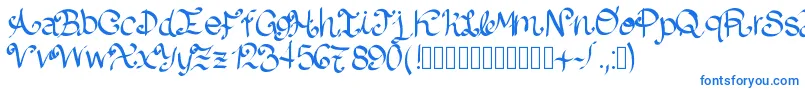 フォントLazydog – 白い背景に青い文字