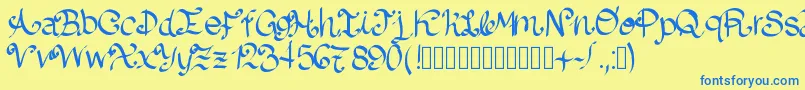 Lazydog Font – Blue Fonts on Yellow Background
