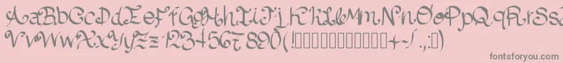 Lazydog-fontti – harmaat kirjasimet vaaleanpunaisella taustalla