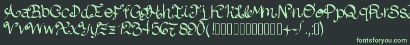 フォントLazydog – 黒い背景に緑の文字