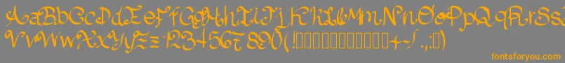 フォントLazydog – オレンジの文字は灰色の背景にあります。