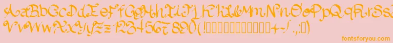 Lazydog-fontti – oranssit fontit vaaleanpunaisella taustalla