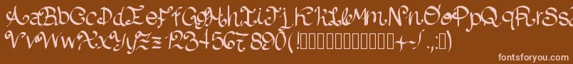 Lazydog-fontti – vaaleanpunaiset fontit ruskealla taustalla