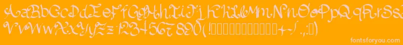フォントLazydog – オレンジの背景にピンクのフォント