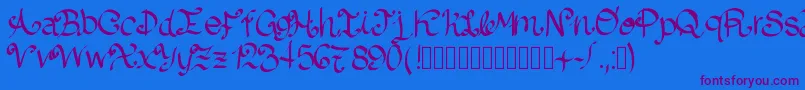 Шрифт Lazydog – фиолетовые шрифты на синем фоне