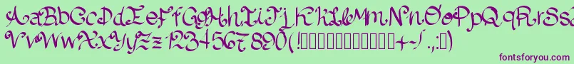 Lazydog-fontti – violetit fontit vihreällä taustalla