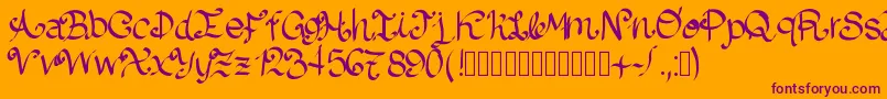 Lazydog Font – Purple Fonts on Orange Background
