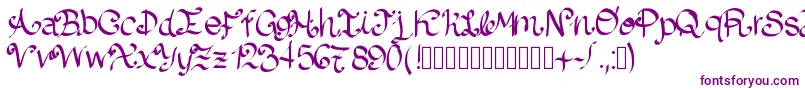 フォントLazydog – 白い背景に紫のフォント
