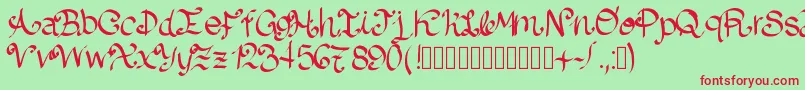フォントLazydog – 赤い文字の緑の背景