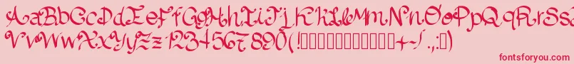 フォントLazydog – ピンクの背景に赤い文字