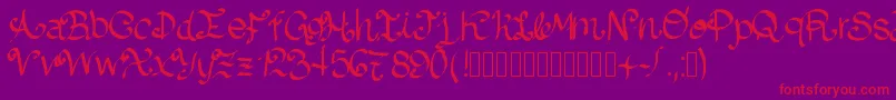 フォントLazydog – 紫の背景に赤い文字