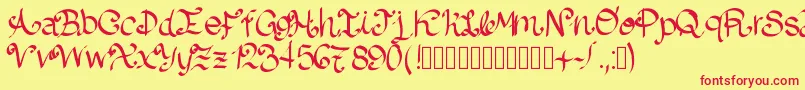 Lazydog Font – Red Fonts on Yellow Background