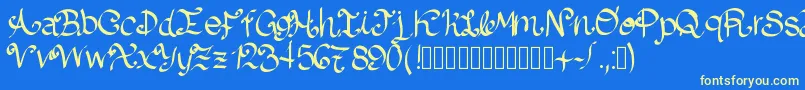 Lazydog Font – Yellow Fonts on Blue Background