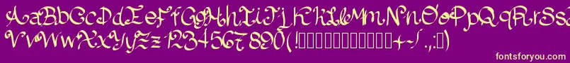 Lazydog-fontti – keltaiset fontit violetilla taustalla