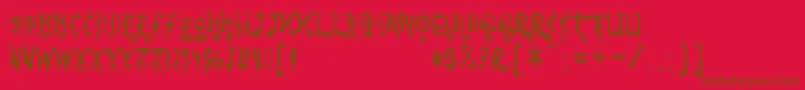 So-Schriftart – Braune Schriften auf rotem Hintergrund