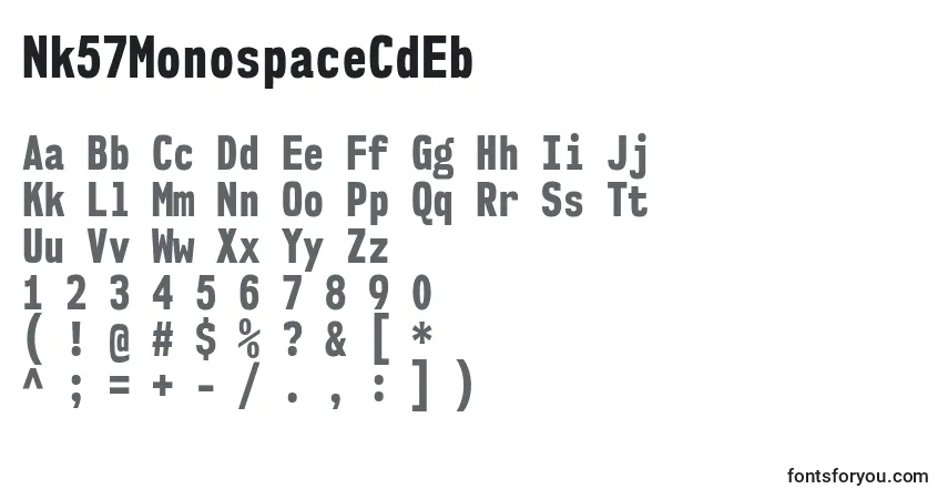 Nk57MonospaceCdEb-fontti – aakkoset, numerot, erikoismerkit