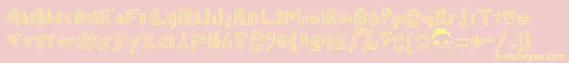 Fonte DoublespeakFontByEllingLien – fontes amarelas em um fundo rosa