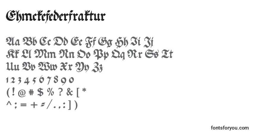 Шрифт Ehmckefederfraktur – алфавит, цифры, специальные символы