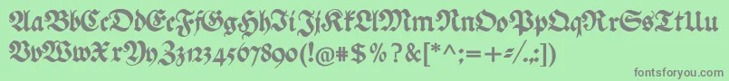 フォントEhmckefederfraktur – 緑の背景に灰色の文字