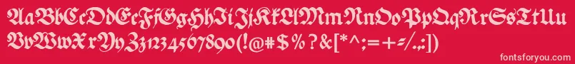 Ehmckefederfraktur-Schriftart – Rosa Schriften auf rotem Hintergrund