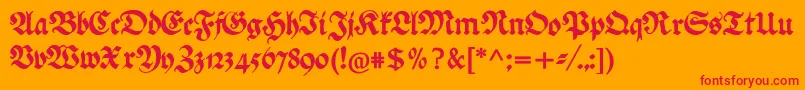 Ehmckefederfraktur Font – Red Fonts on Orange Background