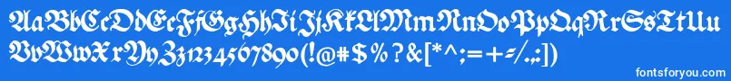 Ehmckefederfraktur Font – White Fonts on Blue Background
