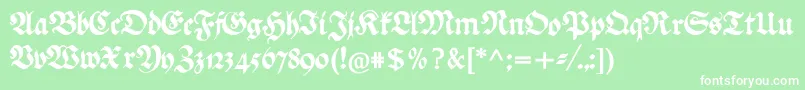 フォントEhmckefederfraktur – 緑の背景に白い文字