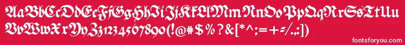 Fonte Ehmckefederfraktur – fontes brancas em um fundo vermelho