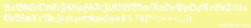Más sobre la fuente Ehmckefederfraktur fuente Ehmckefederfraktur – Fuentes Blancas Sobre Fondo Amarillo