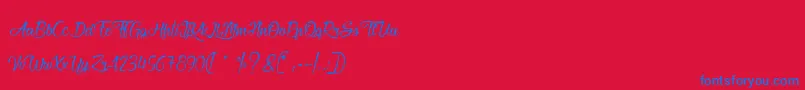 HeartbeatInChristmas Font – Blue Fonts on Red Background