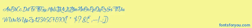 HeartbeatInChristmas Font – Blue Fonts on Yellow Background