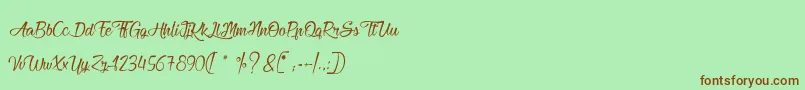 HeartbeatInChristmas Font – Brown Fonts on Green Background