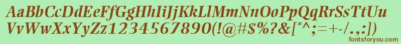 Fonte EllingtonMtBolditalic – fontes marrons em um fundo verde