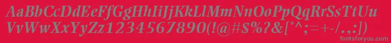 Fonte EllingtonMtBolditalic – fontes cinzas em um fundo vermelho