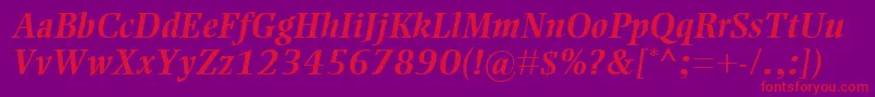 Czcionka EllingtonMtBolditalic – czerwone czcionki na fioletowym tle