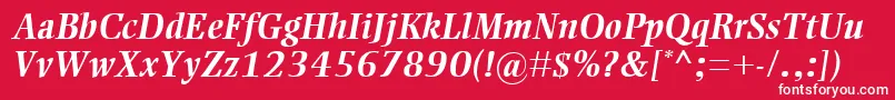 フォントEllingtonMtBolditalic – 赤い背景に白い文字