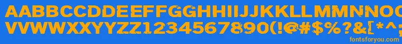 フォントDsiodrer – オレンジ色の文字が青い背景にあります。