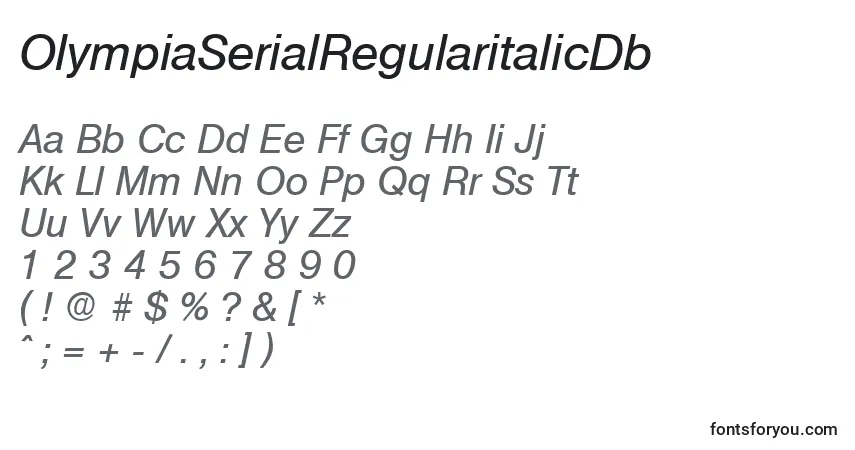 Fuente OlympiaSerialRegularitalicDb - alfabeto, números, caracteres especiales