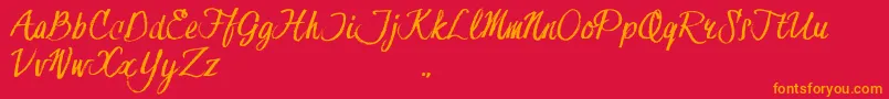 HessterMoffettTrial-Schriftart – Orangefarbene Schriften auf rotem Hintergrund